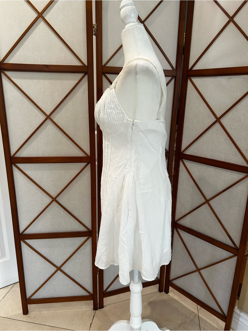 Topshop White Lace Trim Slip Mini Dress Cottagecore Y2K Nightie Style - Picture 4 of 7
